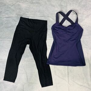 lululemon athletica Black Capris and Purple Tank Set